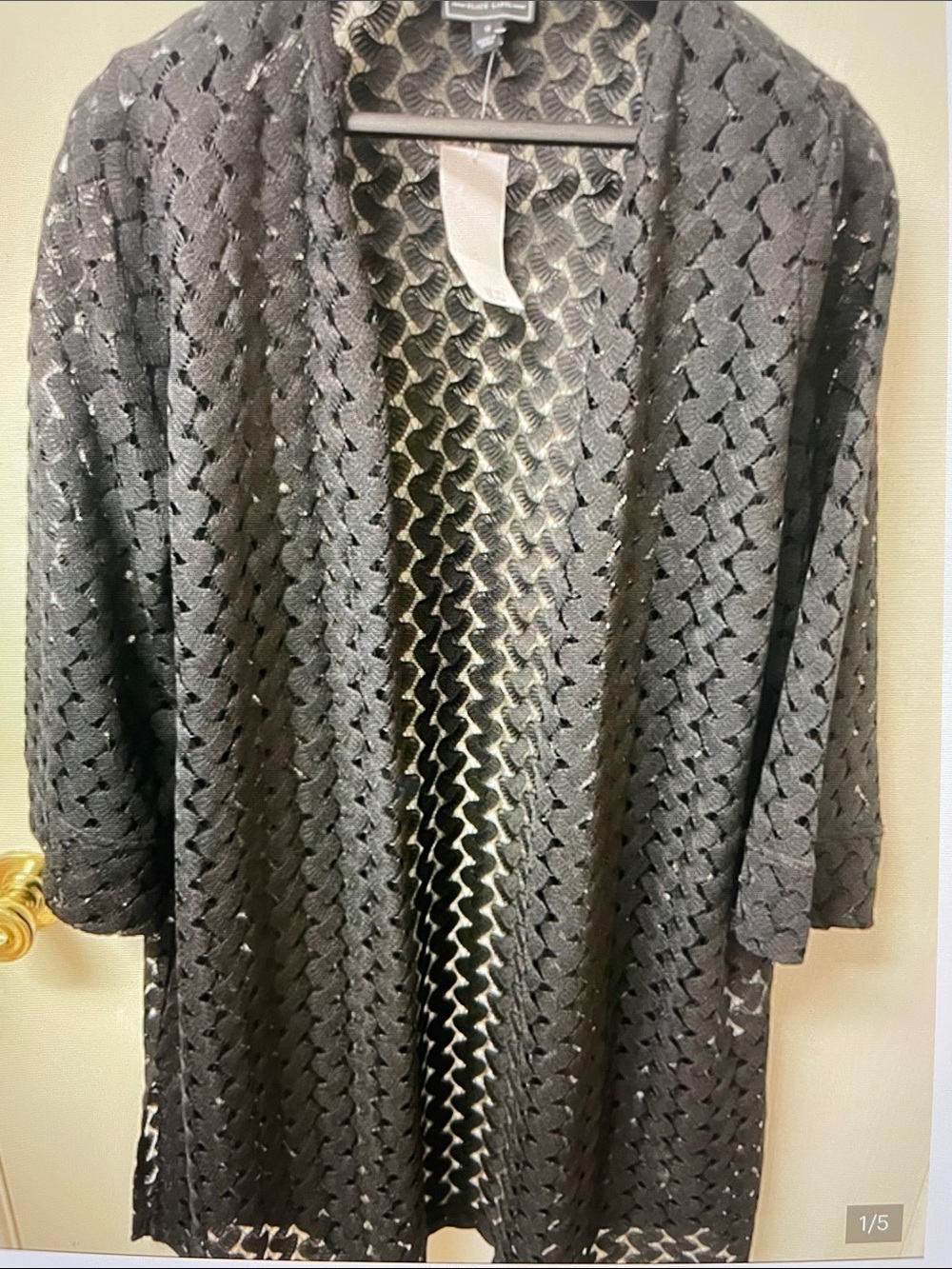 Openwork Knit Black Long Cardigan      G by Giuliani